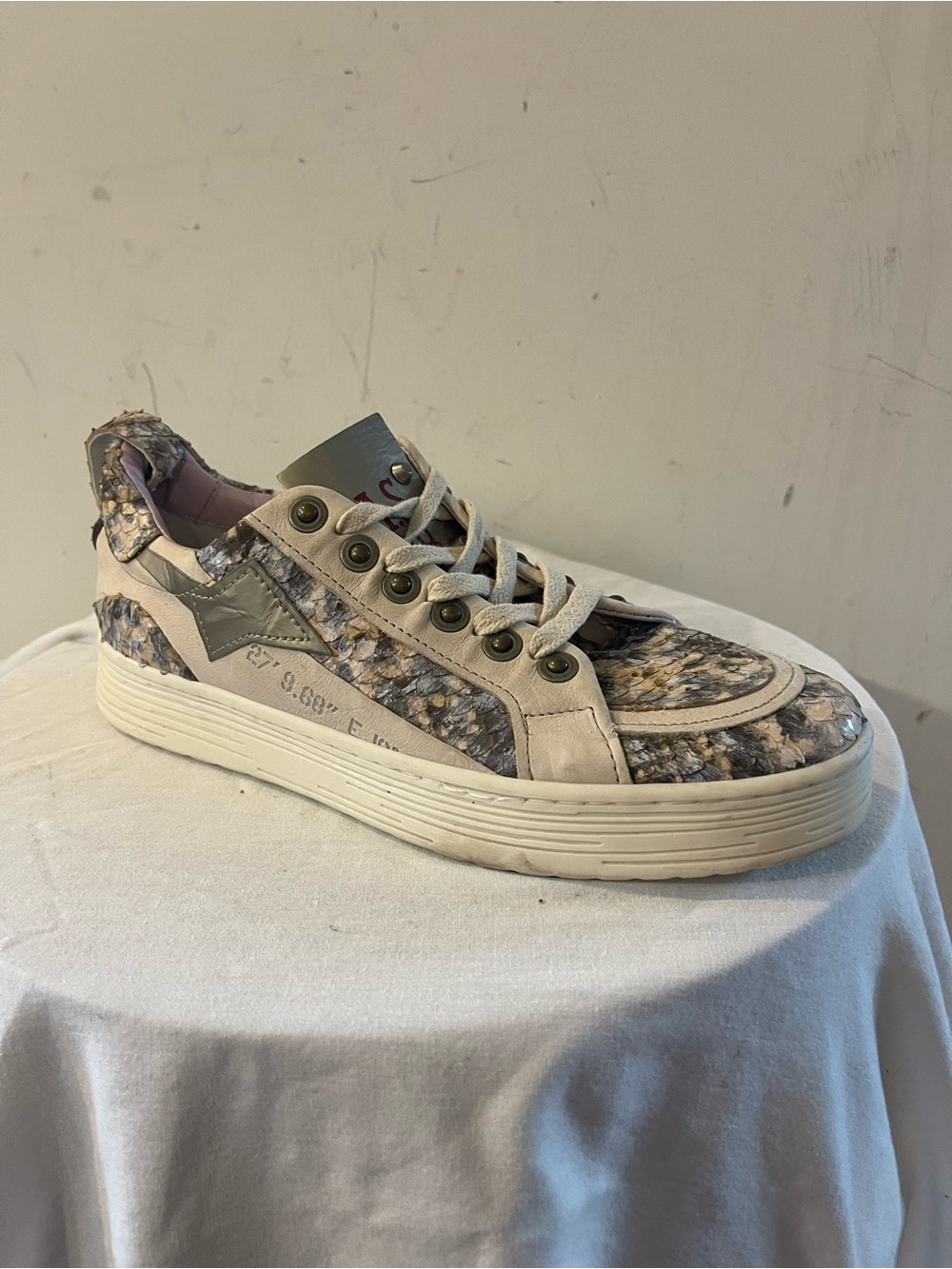 A.S. 98 Snakeskin Metallic Low-Top Sneakers